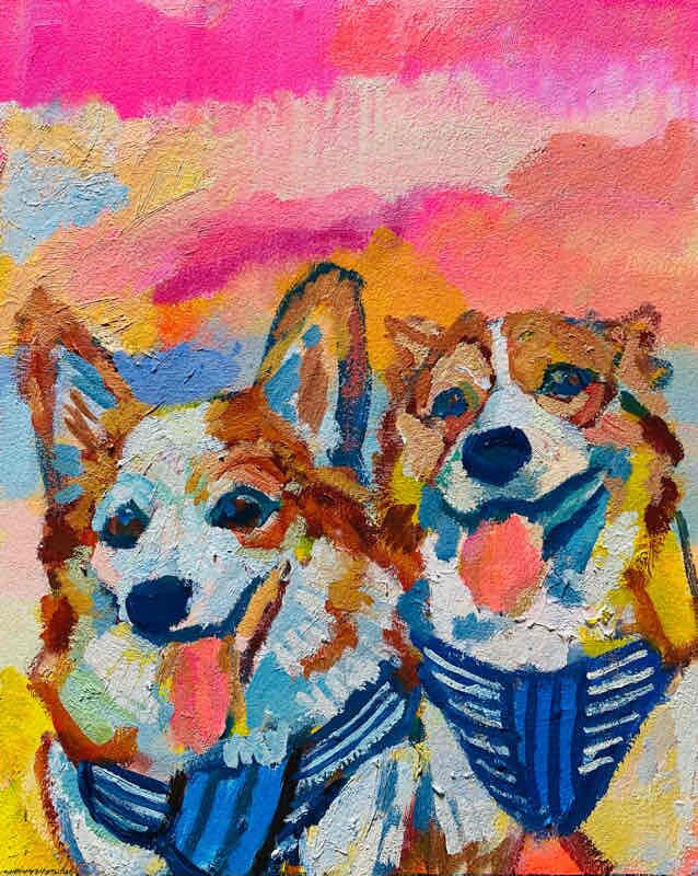 OIL COLOUR | 油彩画 #現代アート #犬 #猫