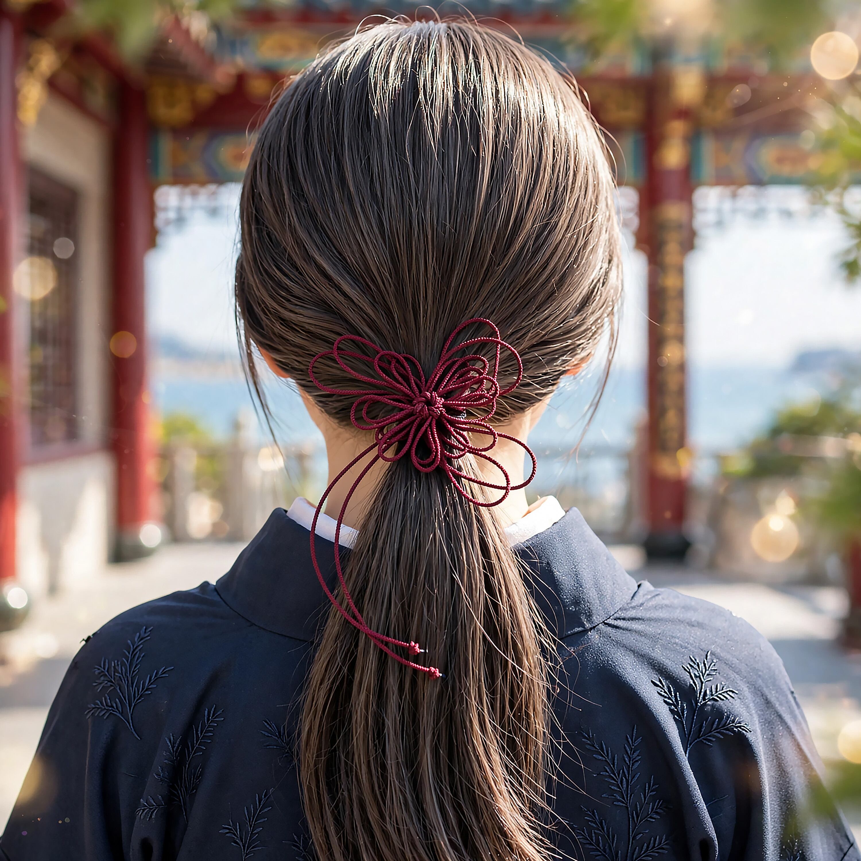 飾り結びヘアゴム「指、憂ツタヘ」|着物・浴衣に簡単アレンジで和装ヘア
