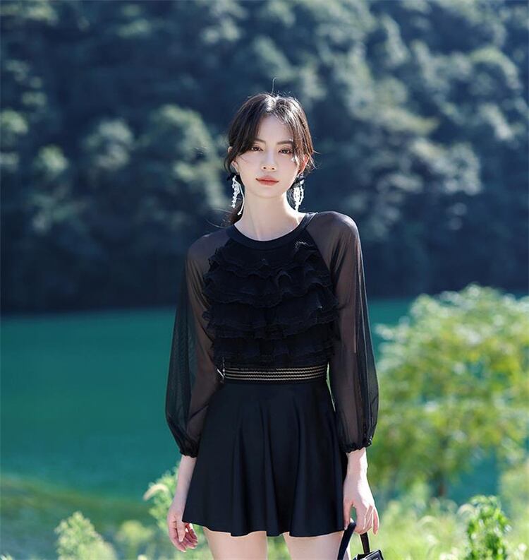 新品 水着 スリム 休暇 長袖 ワンピーススカート 怠惰な風 温泉 快適である