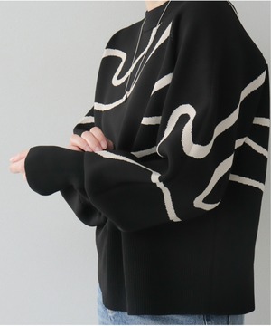 OI43086 ミラノリブラインジャガードプルオーバー black