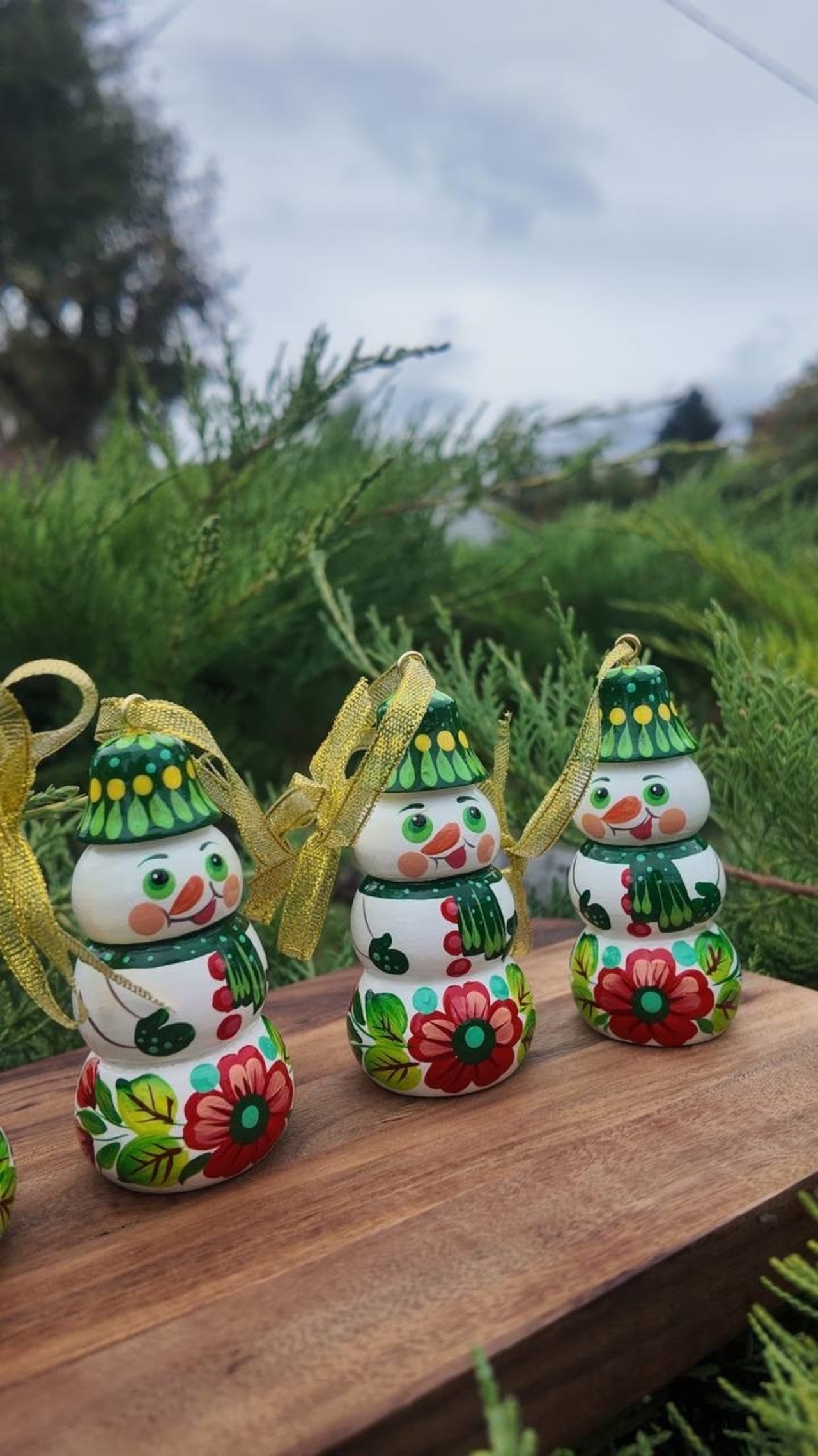 クリスマスデコレーション　スノーマン3点セット（ティモシェンコ作） - 1