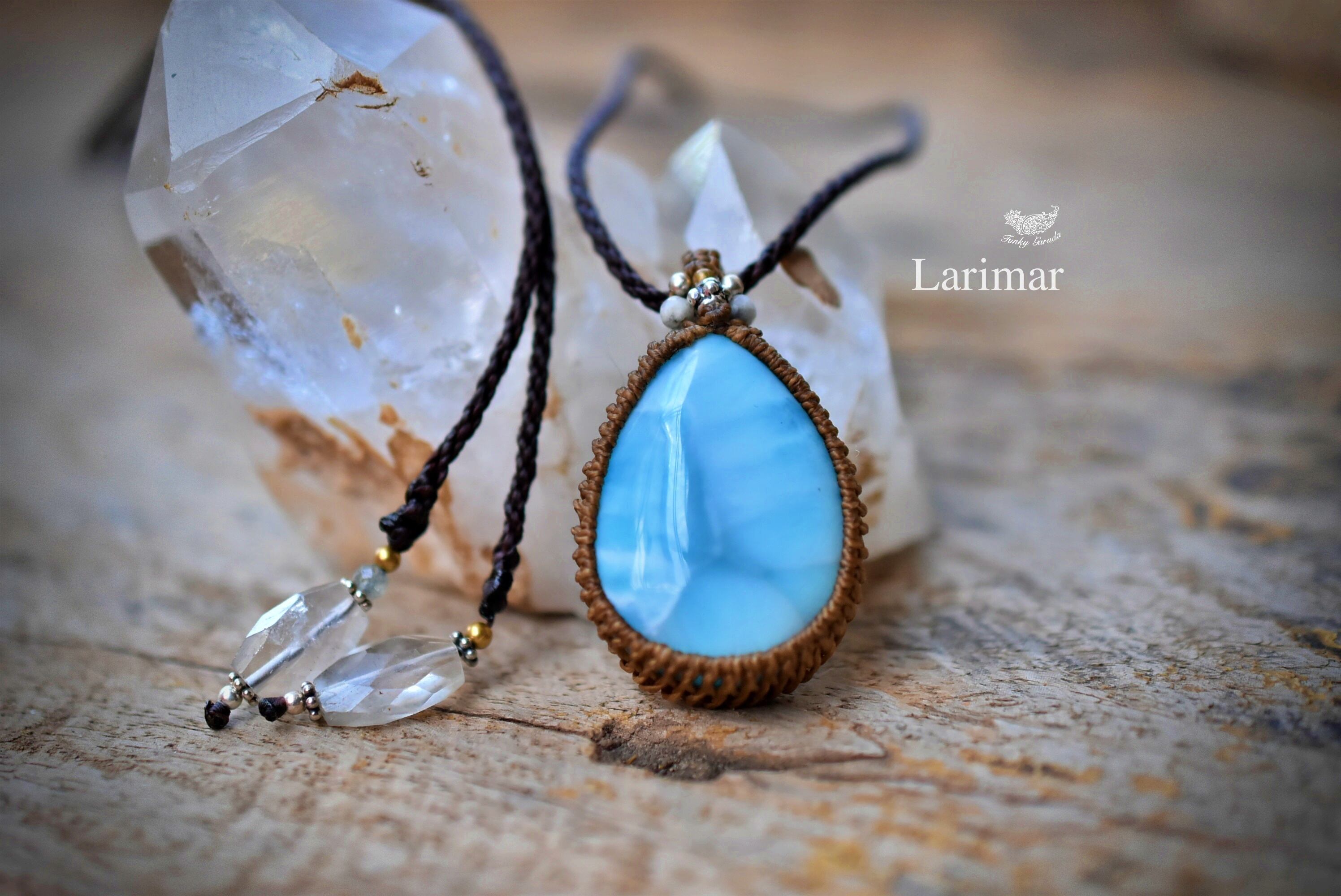 良質中粒☆ラリマー マクラメネックレス1052 | Funky garuda