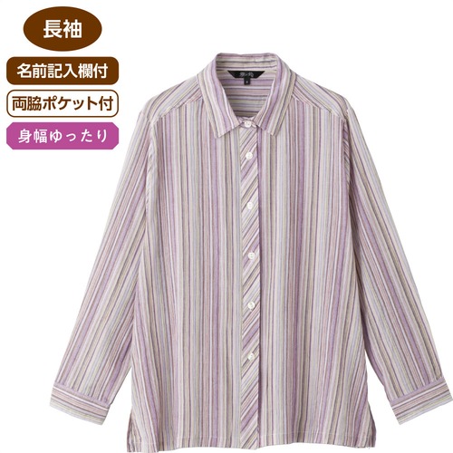 綿100％長袖楊柳ブラウス（婦人）