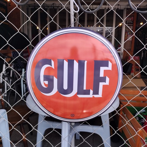 ビッグサイズ◆GULF / ガルフ　ガソリンスタンド◆ブリキ看板　アメリカンガレージ　サイン