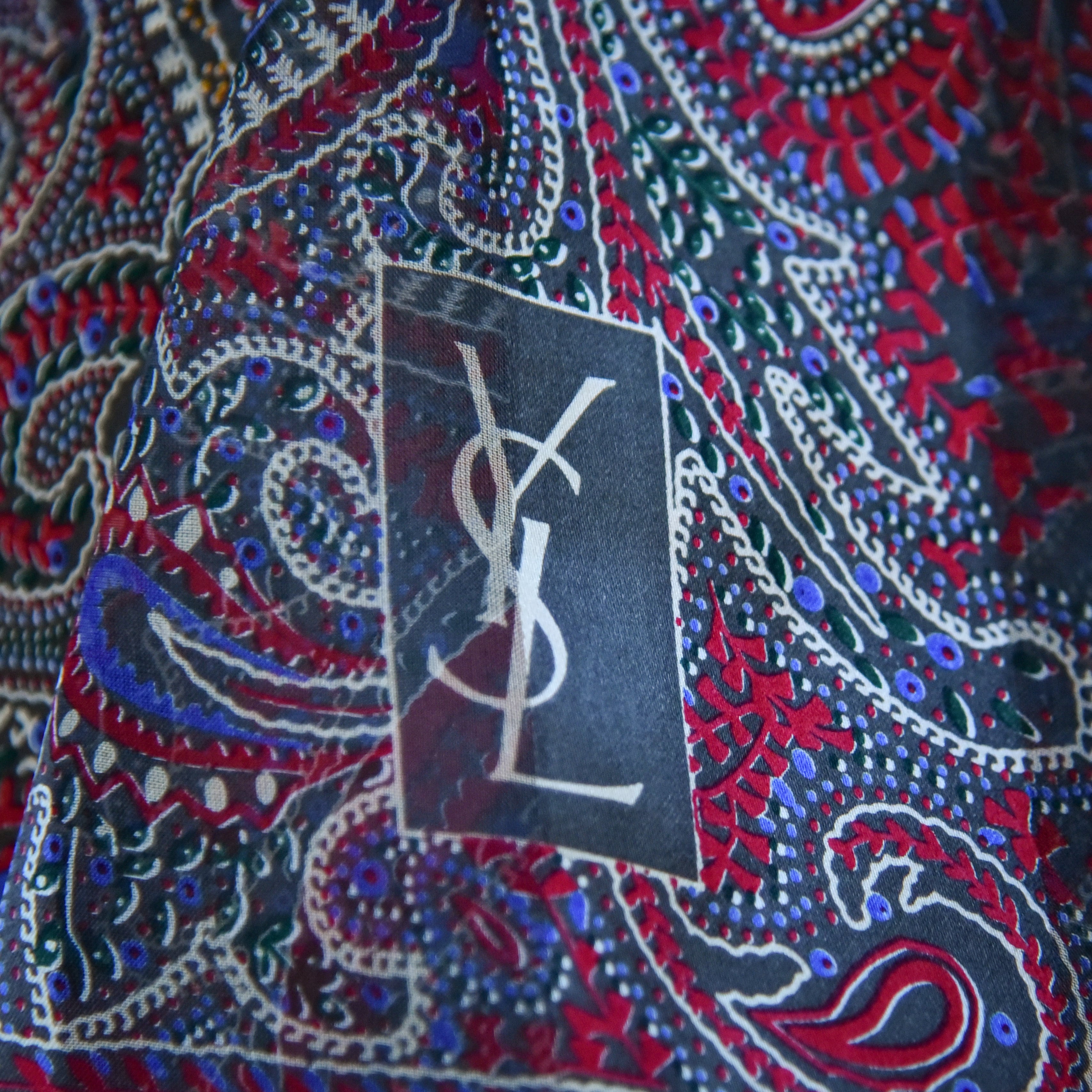 YSL Vintage Silk Long Scarf イブサンローラン シルク ロングスカーフ 