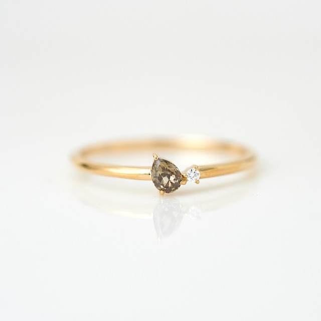 【1点もの】ブラウンドロップ ダイヤモンド K18YG リング