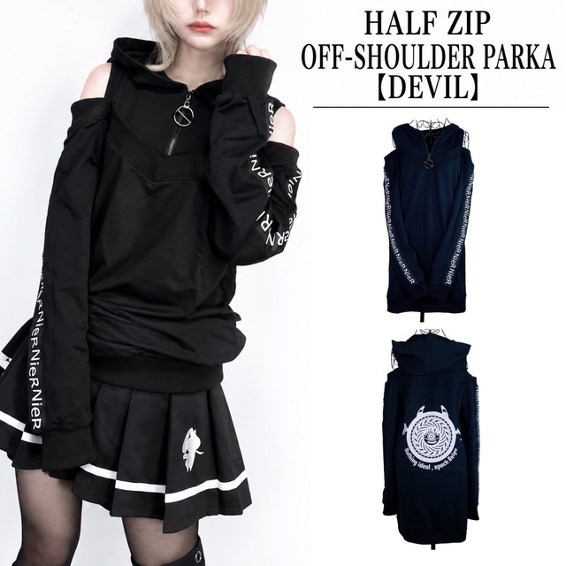 HALF ZIP OFF-SHOULDER PARKA【DEVIL】