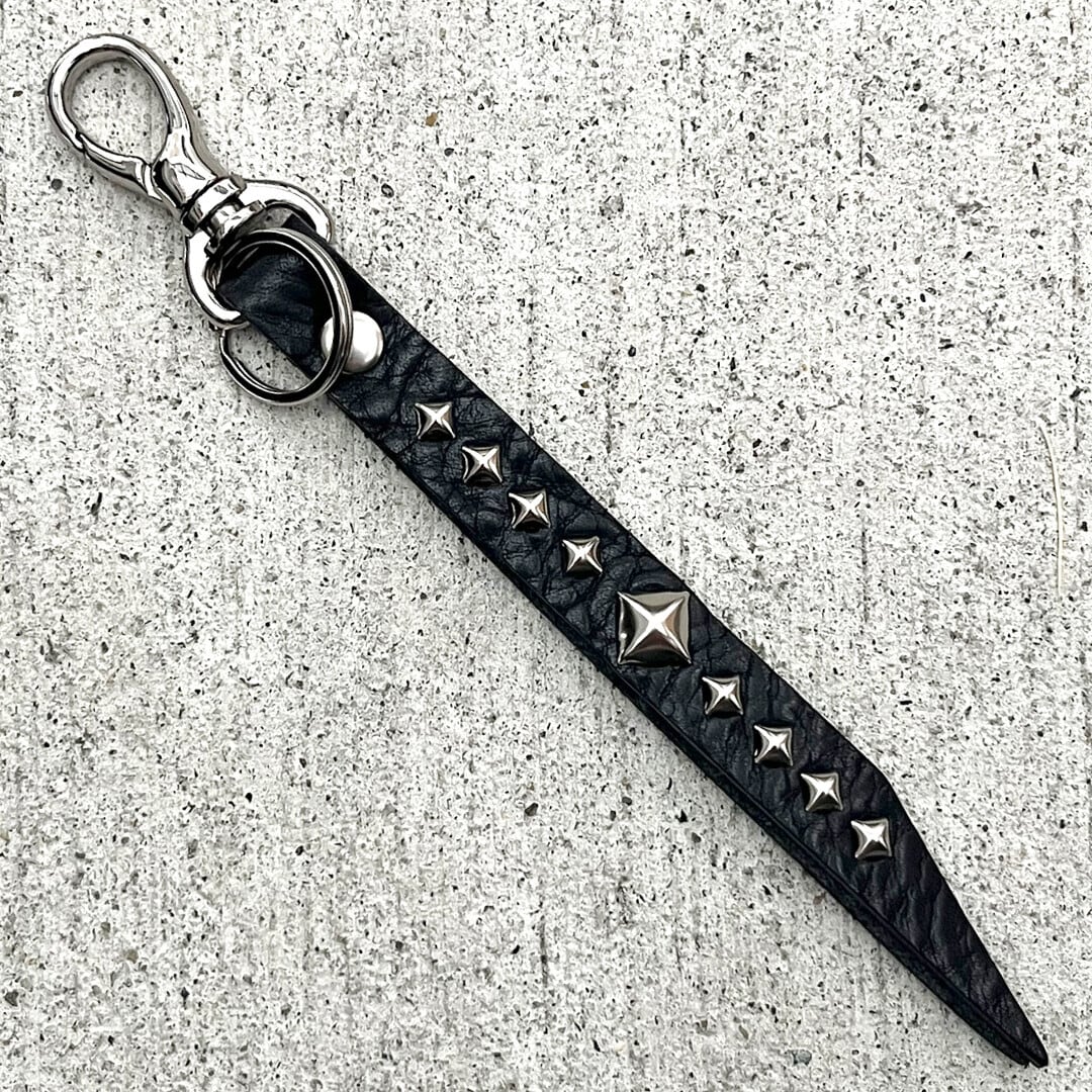 スタッズ キーホルダー 栃木レザー 本革 アメリカン雑貨 キーリング