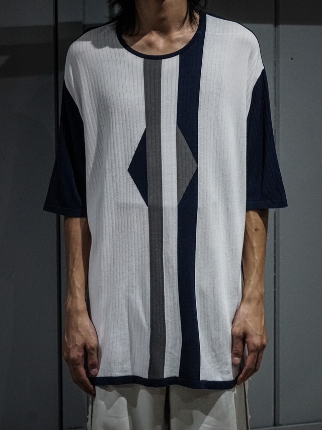 【add (C) vintage】"DALMINE" Geometric Design Loose S/S Knit T-Shirt