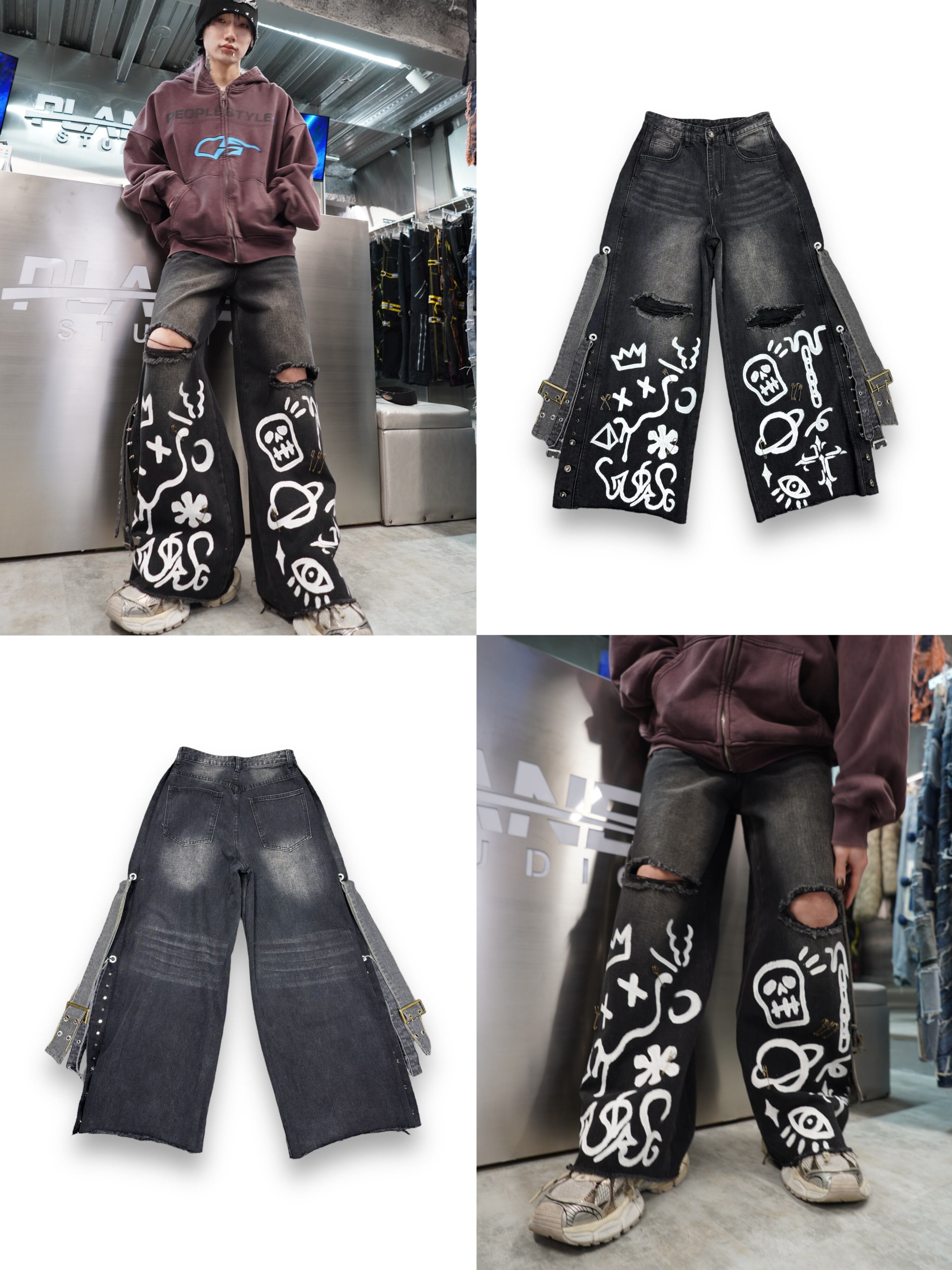 【RUPTIVEY】painted design denim pants"楽髄"