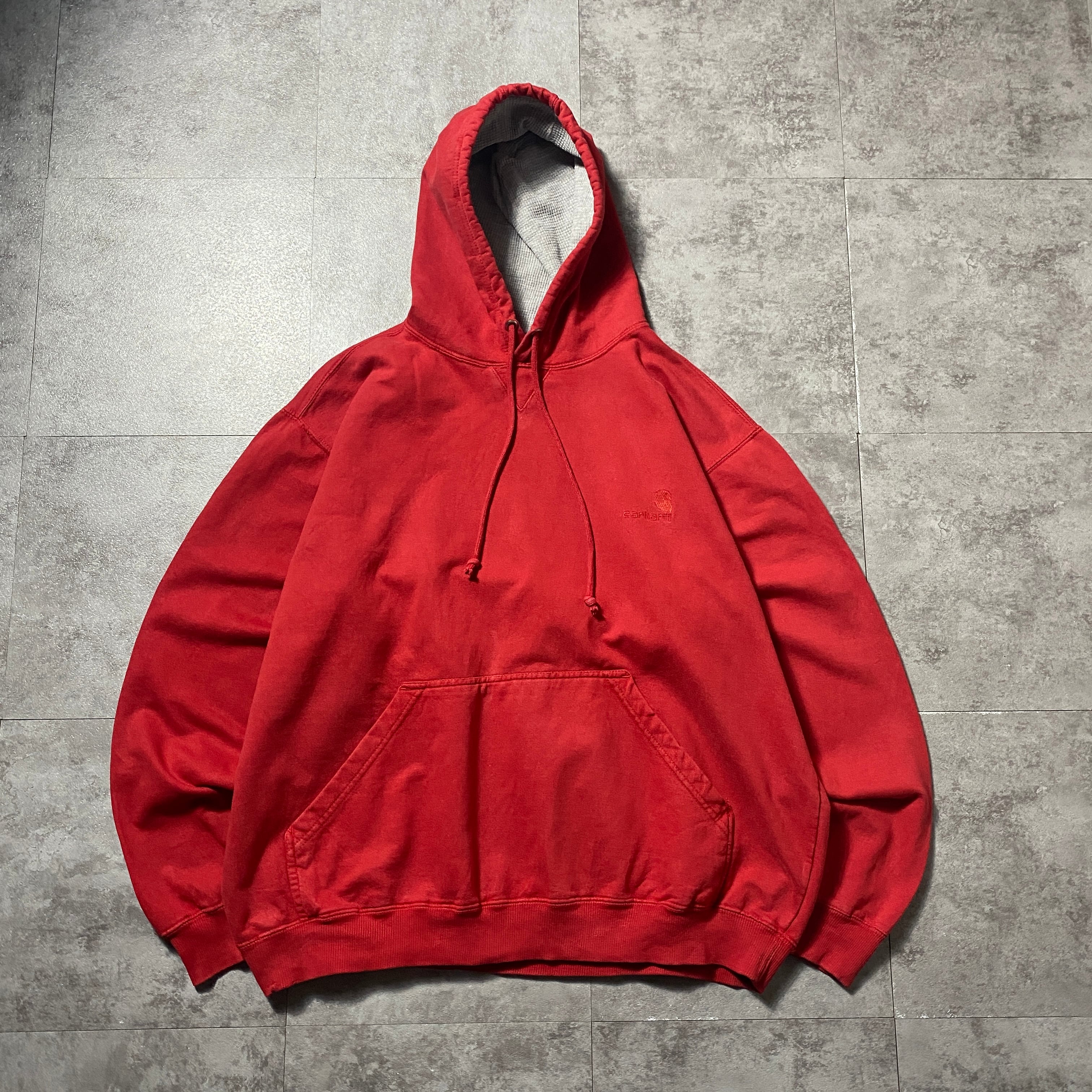 Size:2XL】00's carhartt カーハート 刺繍ワンポイント フード裏地