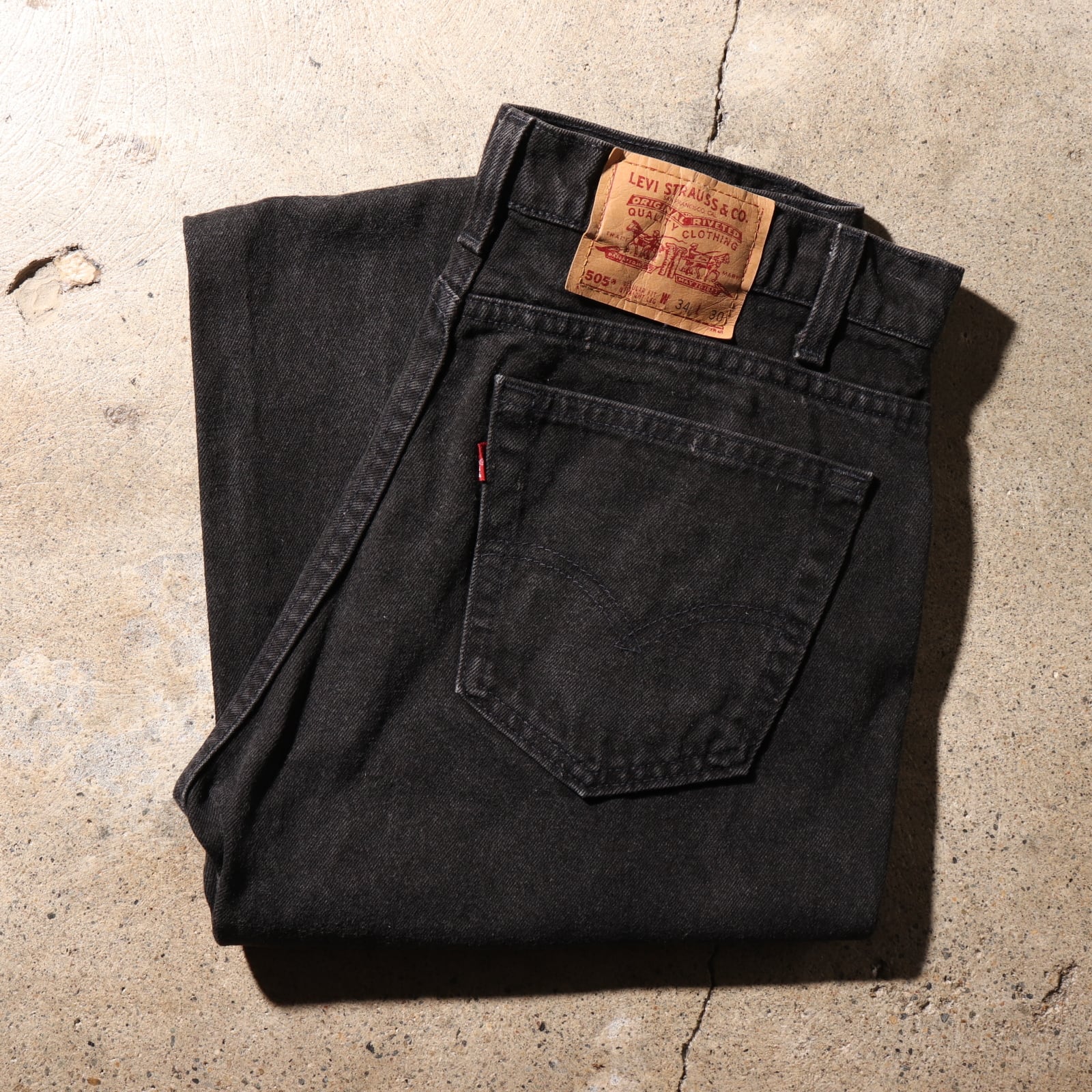 34×30 サルファー 米国製 505 ブラックデニムパンツ Levi’s