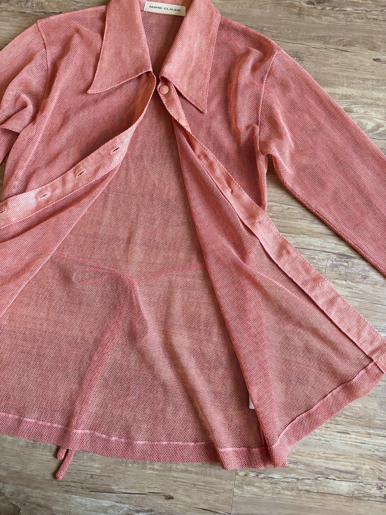 MARIE CLAUDE orange sheer shirt-5185-3