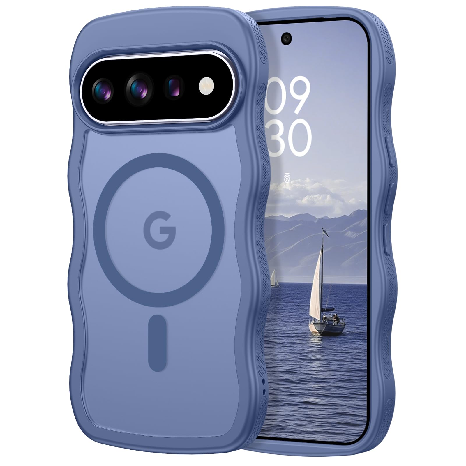 VENINGO Google Pixel 11/11 Pro用のケース MagSafe対応 うねうね 持ちやすい 耐衝撃 6.3インチ ブルー