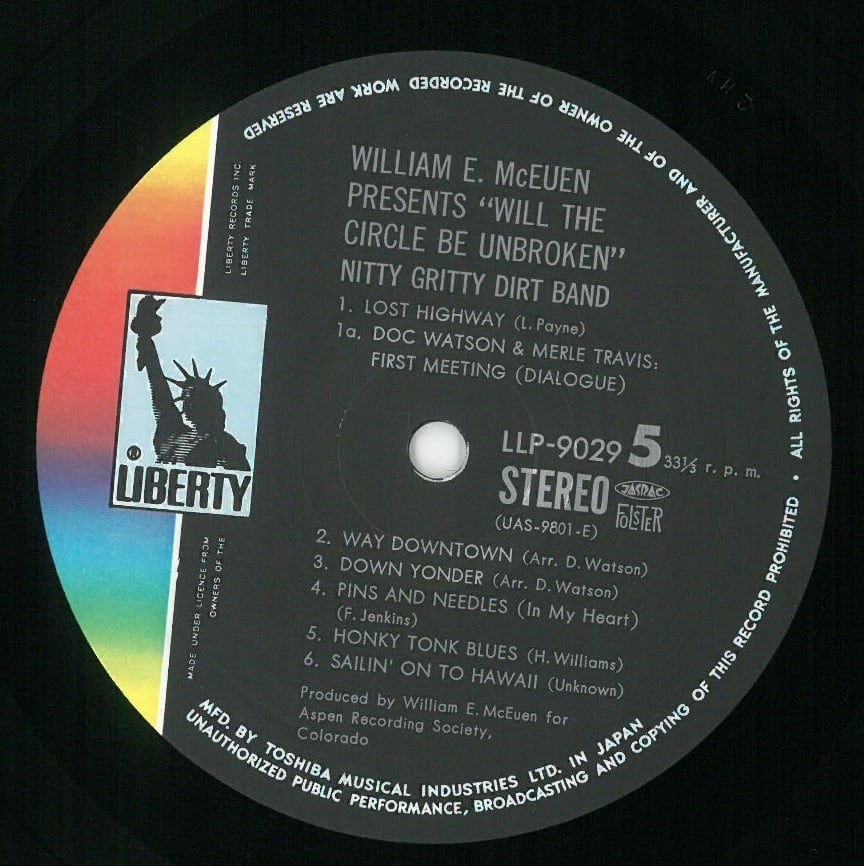 NITTY GRITTY DIRT BAND / WILL THE CIRCLE BE UNBROKEN (LP) 日本盤