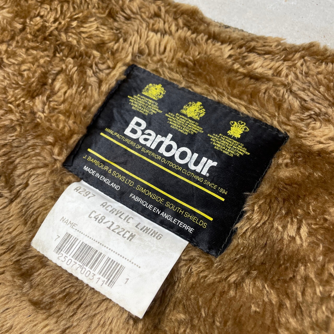 80〜90年代 英国製 Barbour バブアー パイルライナーベスト ボアベスト 