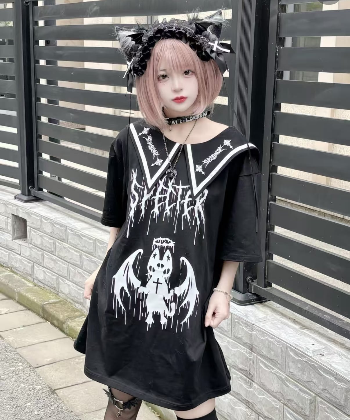 PSYNYXX.SB サブカルセーラーカラーtshirts | 韓国系ユニセックスTHICC