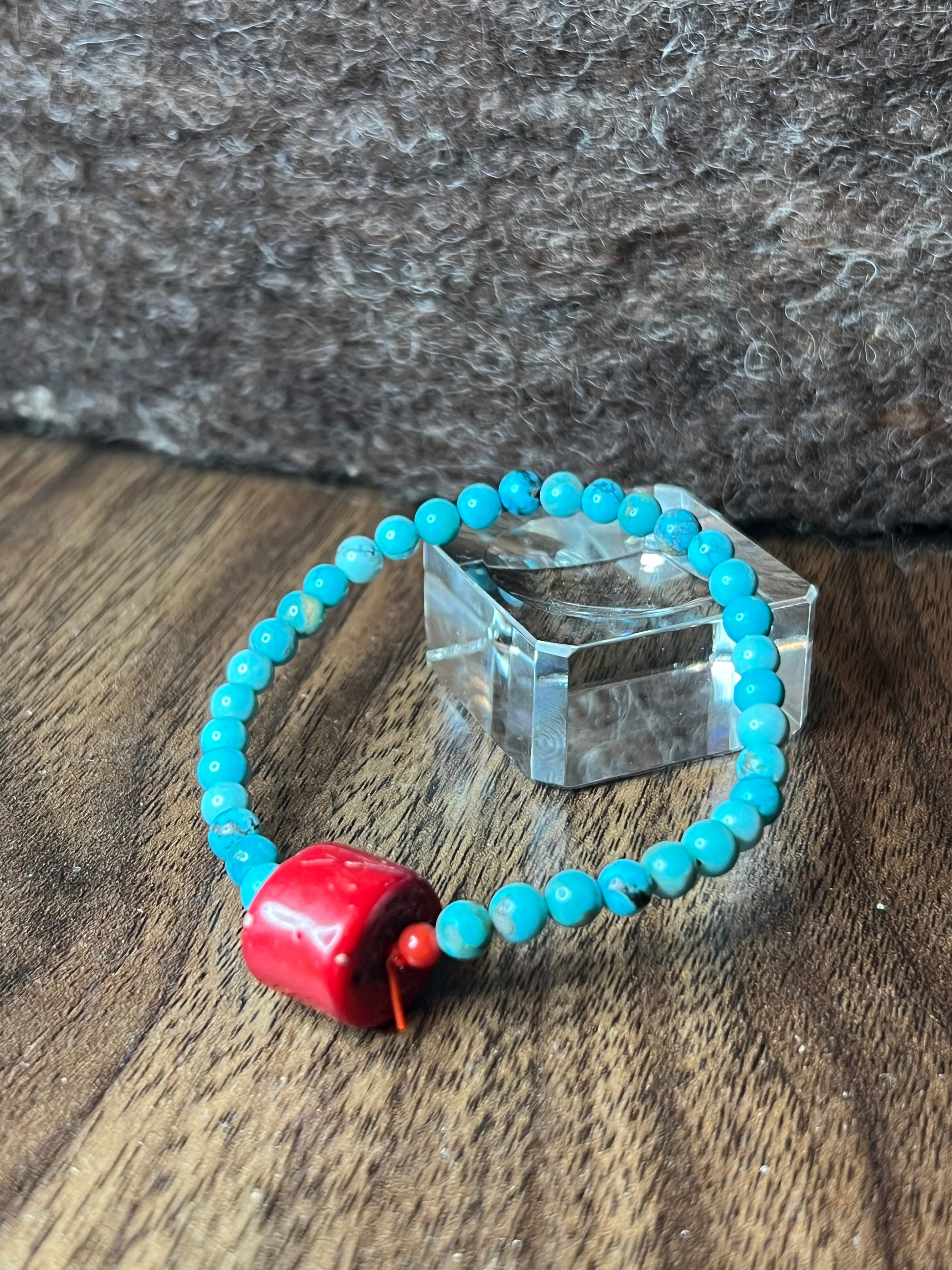 パールバティ 山珊瑚+ターコイズ ブレスレット