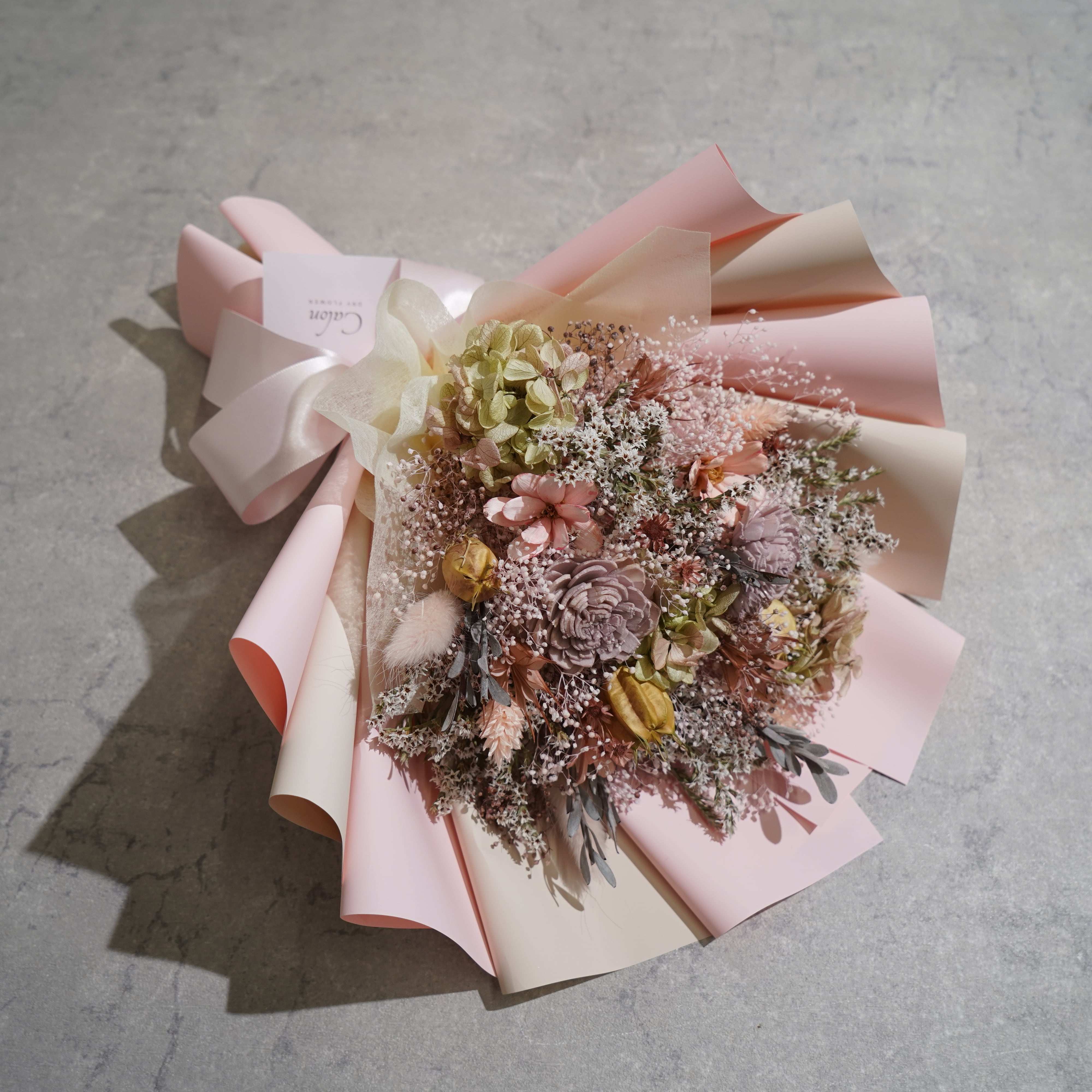 ドライフラワーの花束 Mサイズ ライトピンク M-571≪限定1点≫