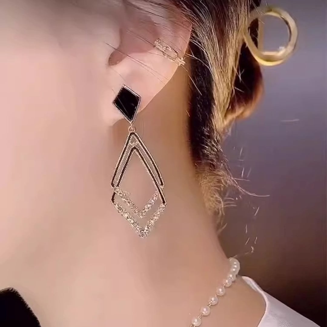 Diamond Frame Drop Earrings V3252