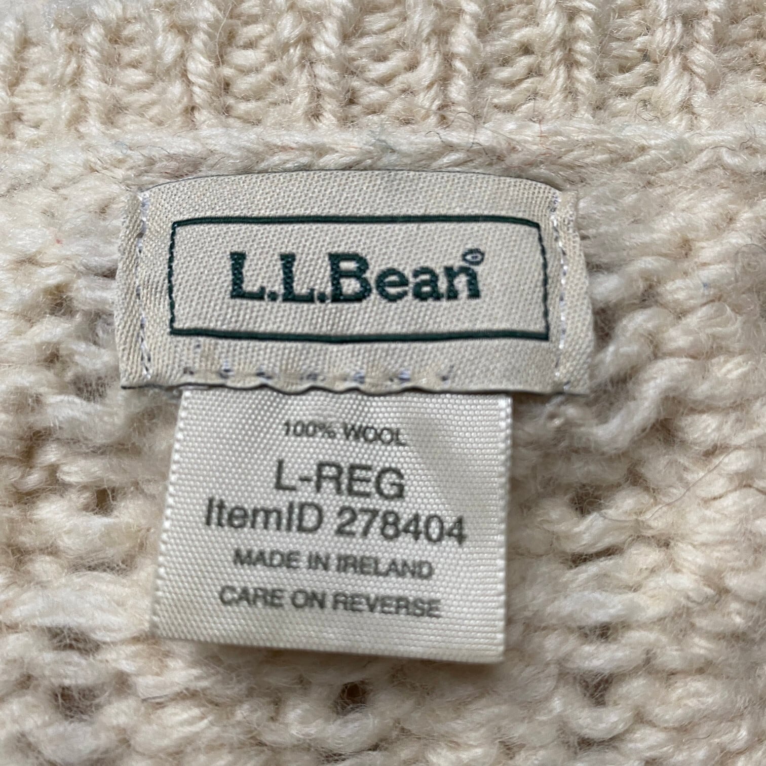 アイルランド製 L.L.Bean エルエルビーン フィッシャーマン ニット