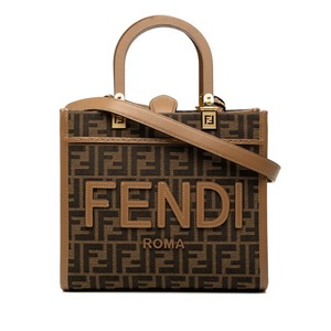 フェンディ サンシャイン スモール ズッカ ショルダーバッグ 8BH394 ベージュ ブラウン キャンバス レザー レディース FENDI 【中古】