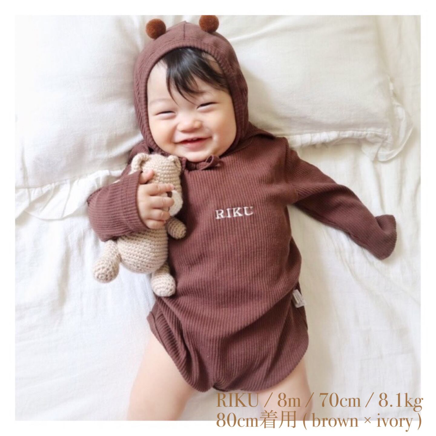 即納»〖BABY〗名入れ︎︎︎︎︎☺︎ロンパース ボンネットset | Orini