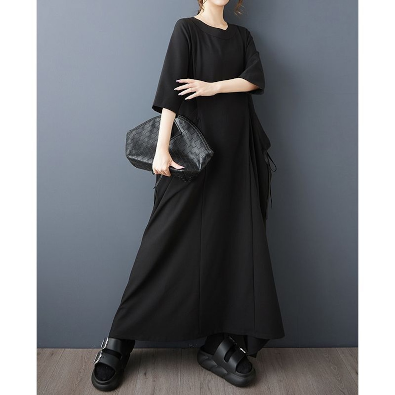 リボンポケット ロングワンピース  30231