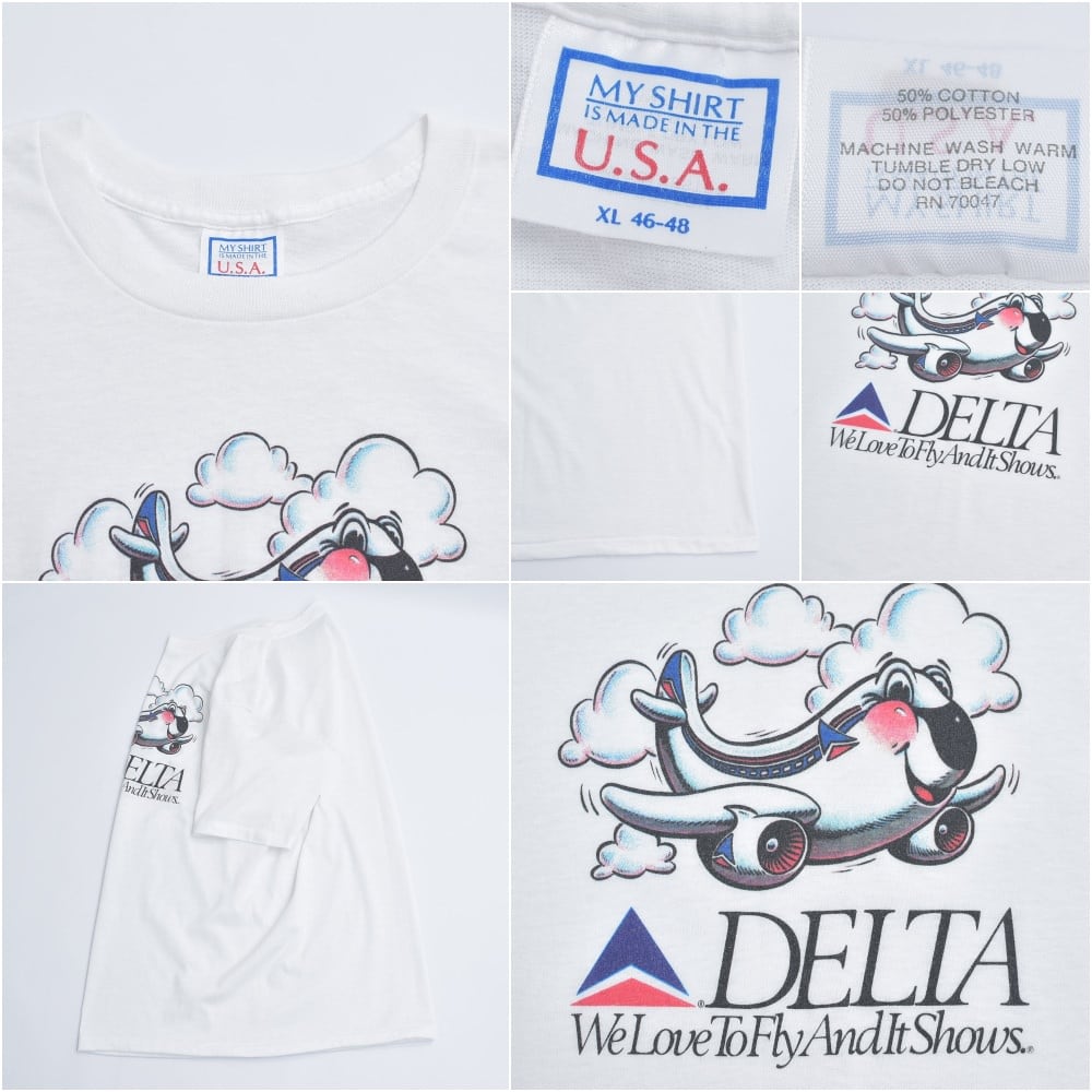 80s USA製 DELTA デルタ航空 企業Tシャツ キャラクター プリント