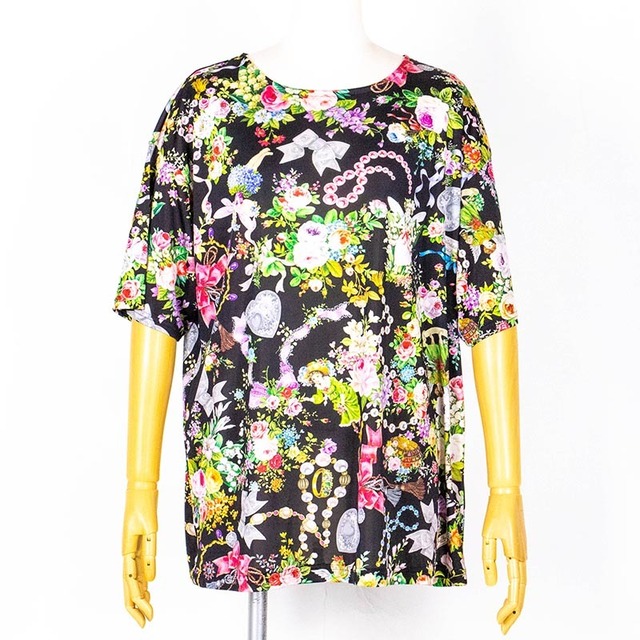 Tシャツ　TUNIC　ビスコラピア・リリーフェアリー　５分袖Tシャツ　クロ　8341-D