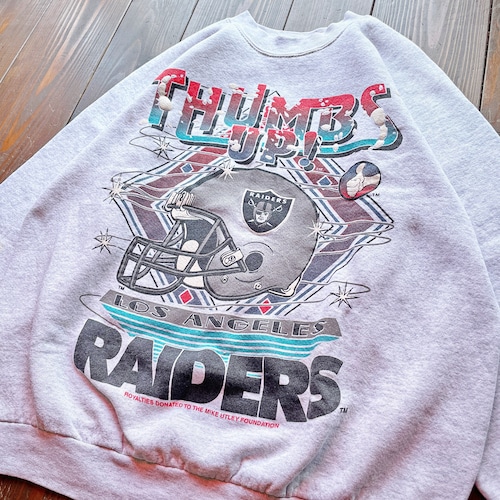 90s  LOS  ANGELES  RAIDERS FRUITS OF THE LOOM body print Sweat  made in  U.S.A