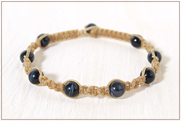 No.24マクラメレースブレスレット デニムブルー