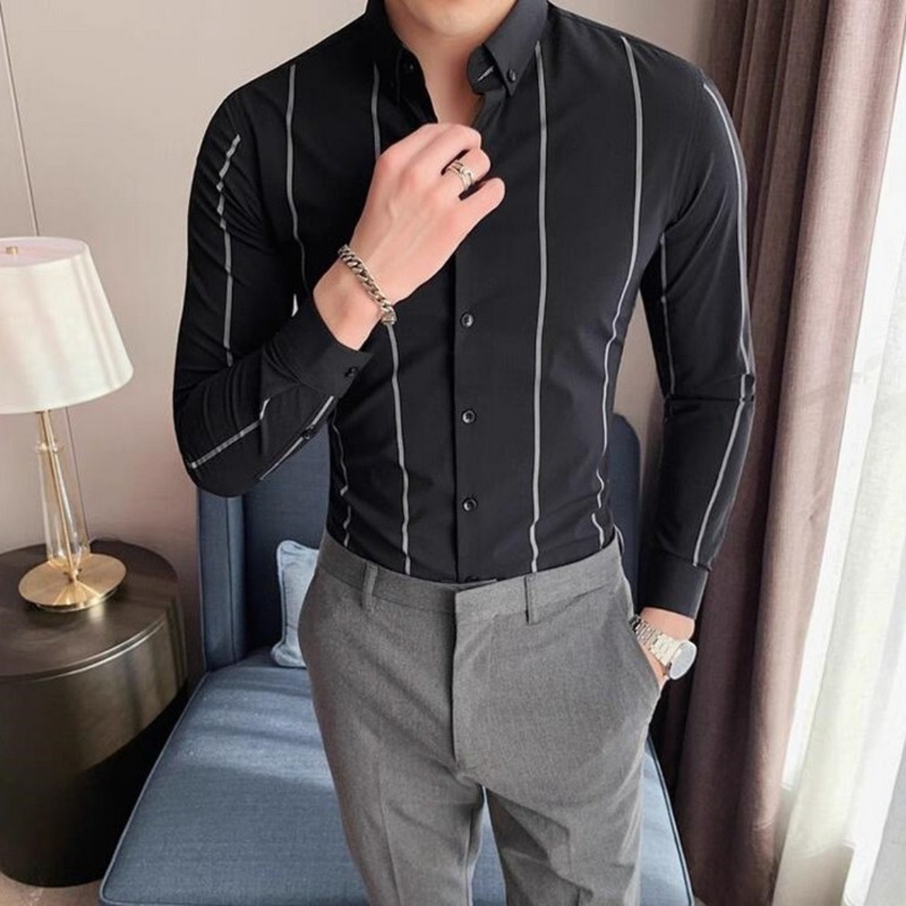 slim striped shirt tops 00079