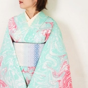 「strawberry syrup」マーブル柄〜セオアルファ 浴衣・夏着物・単衣