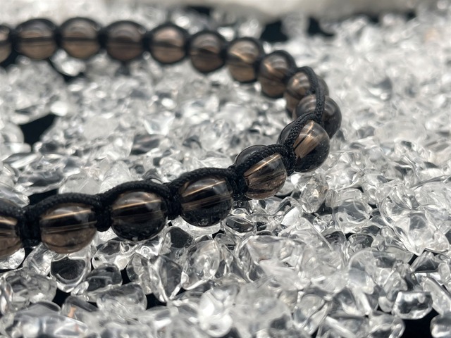 編みブレスレット（スモーキークォーツ）