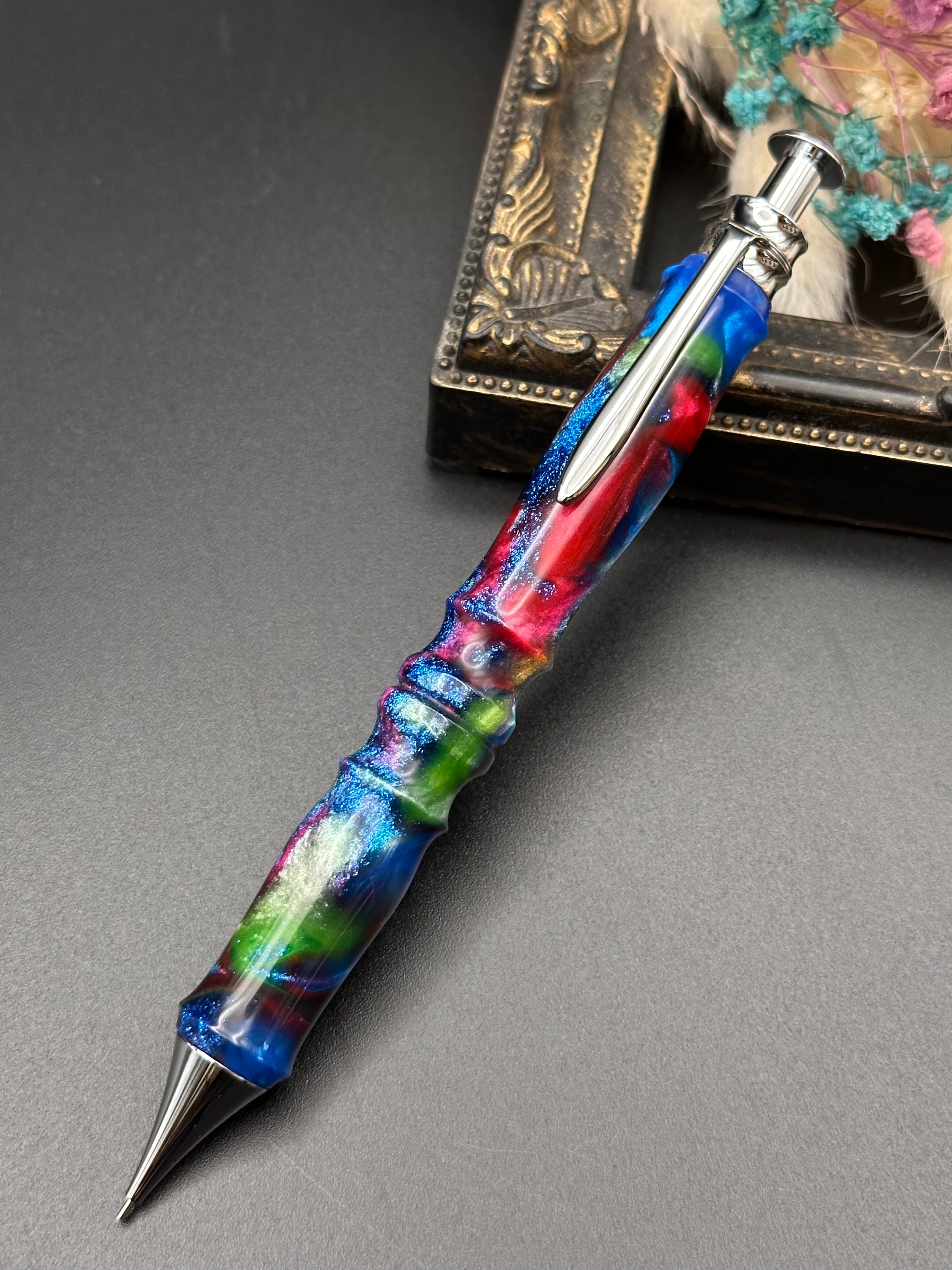 ステンドグラスウッド/木軸シャープペンサンピューラ(オリジナル金具