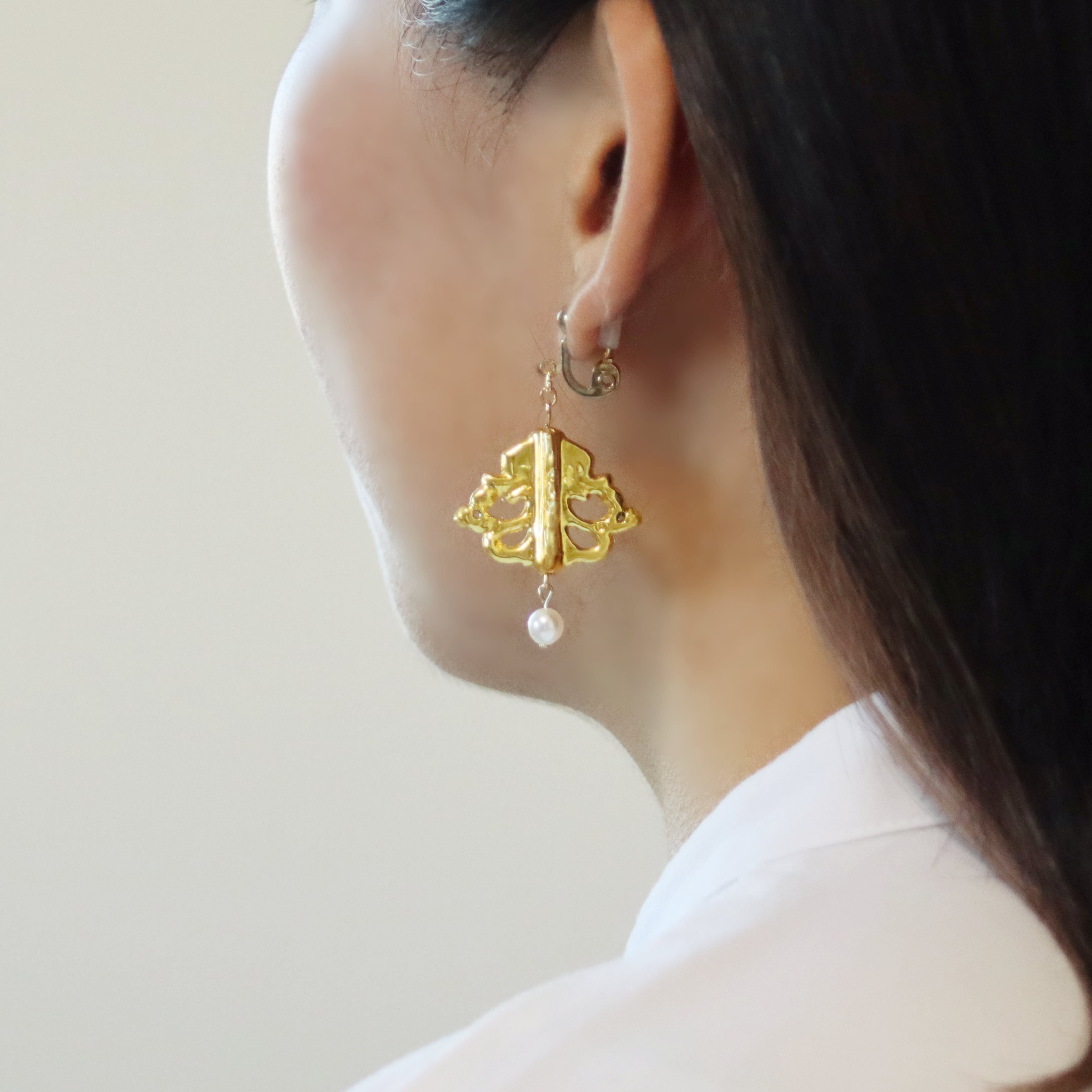 金箔yorakuピアス・イヤリング シンプル【あこや真珠】 | aulepus