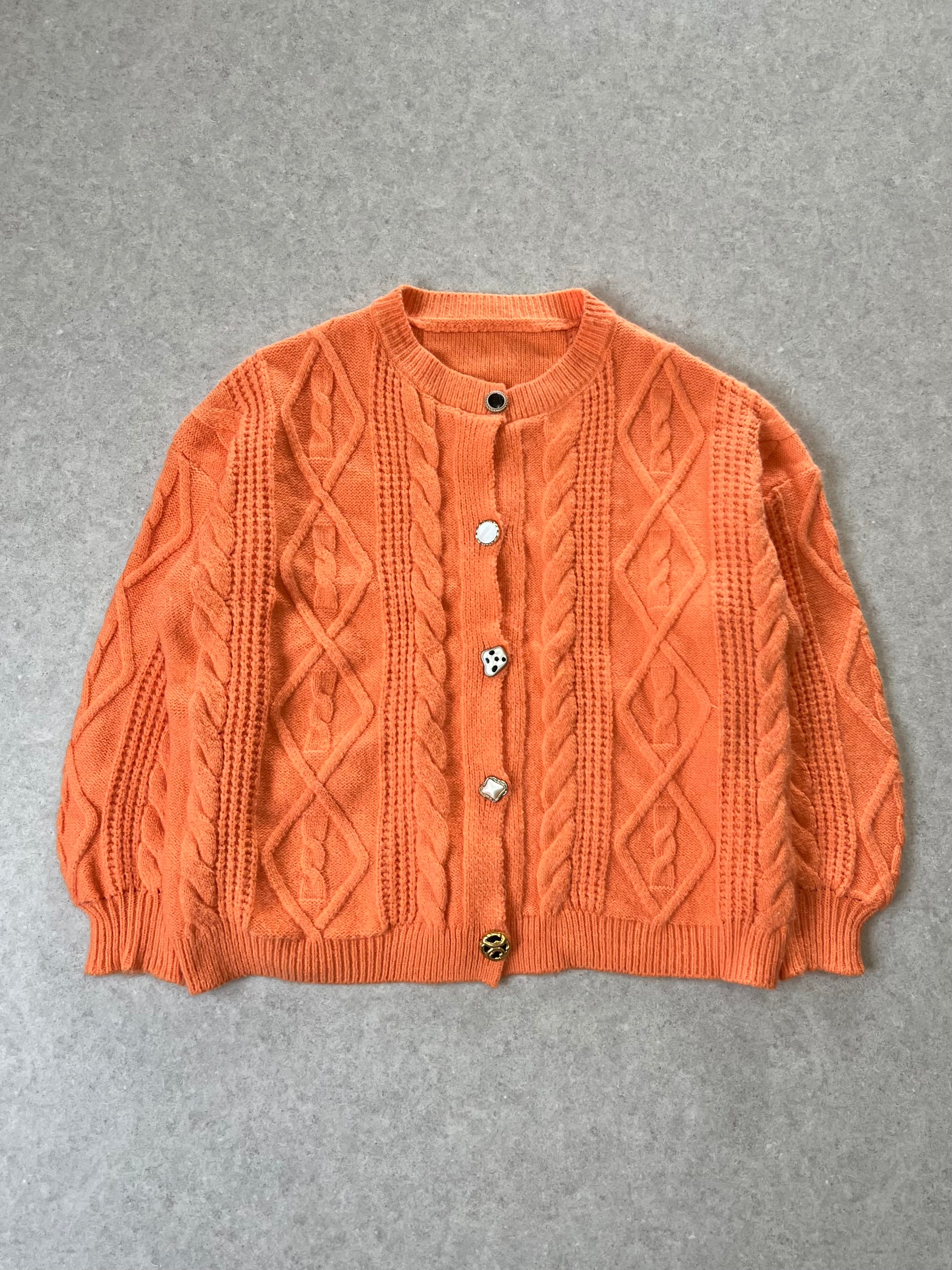 A.R.P.®︎ Premium Classic Mohair Cardigan W/Pocket Autumn Orange