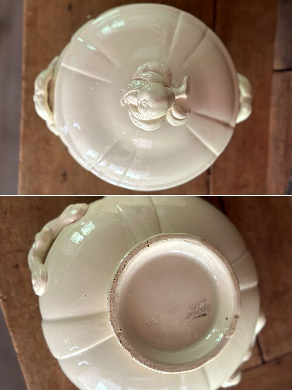 スーピエール 白 アイボリー Digoin Sarreguemines | Brocante de La
