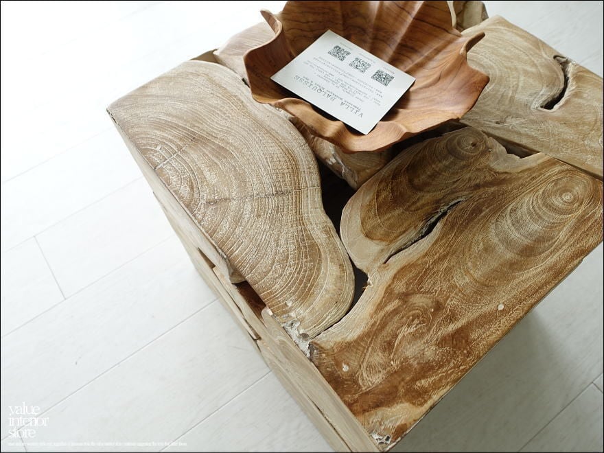 無垢 チークブロックスツールN 40x40cm 1銘木 チーク ブロック スツール 椅子 天然木 無垢 キューブ 40cm