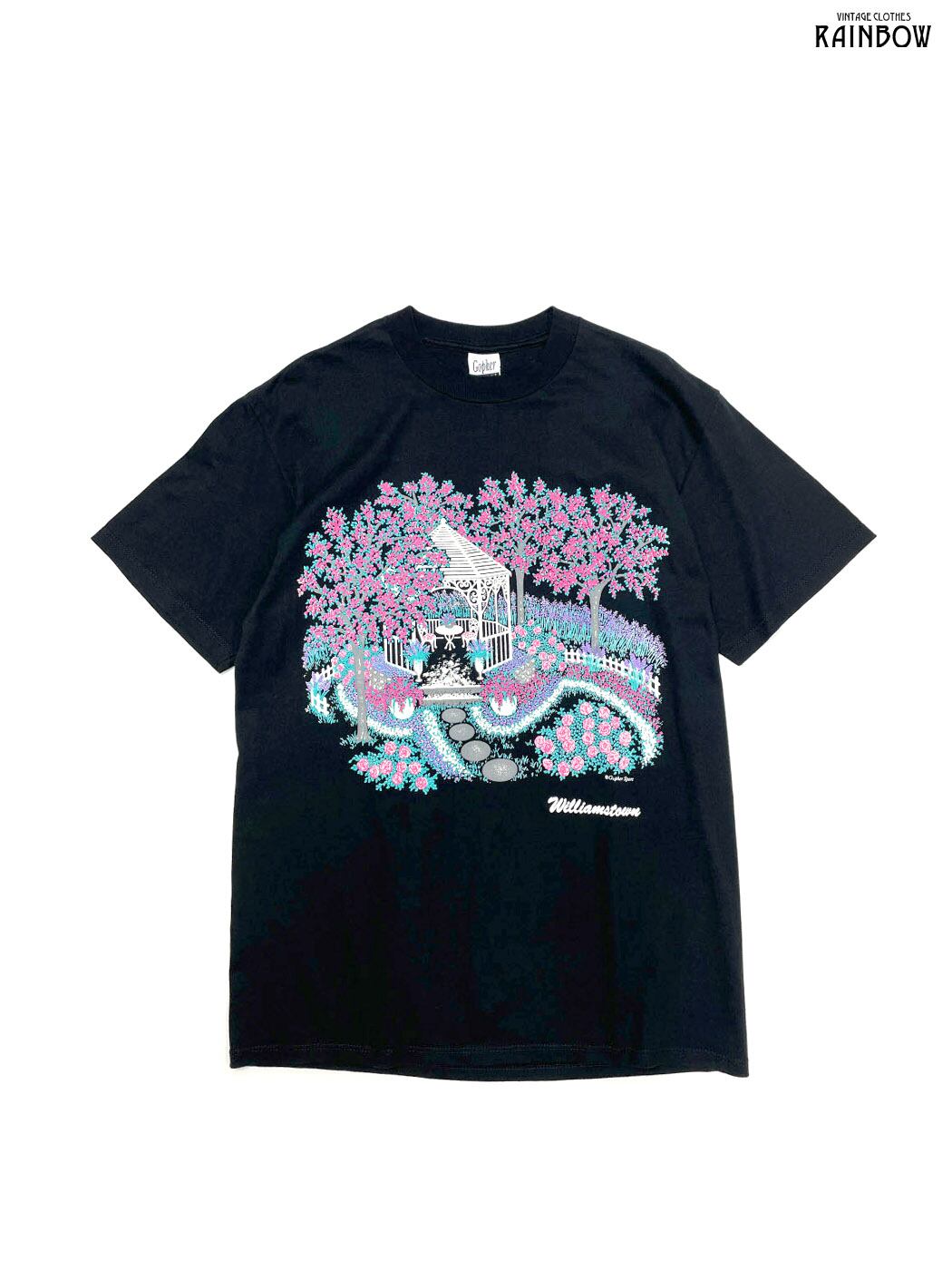 古着 ビンテージ Tシャツ 花 刺繍 simple ロゴ プリント デザイン 古着 ビンテージ Tシャツ 花 刺繍 simple ロゴ プリント デザイン