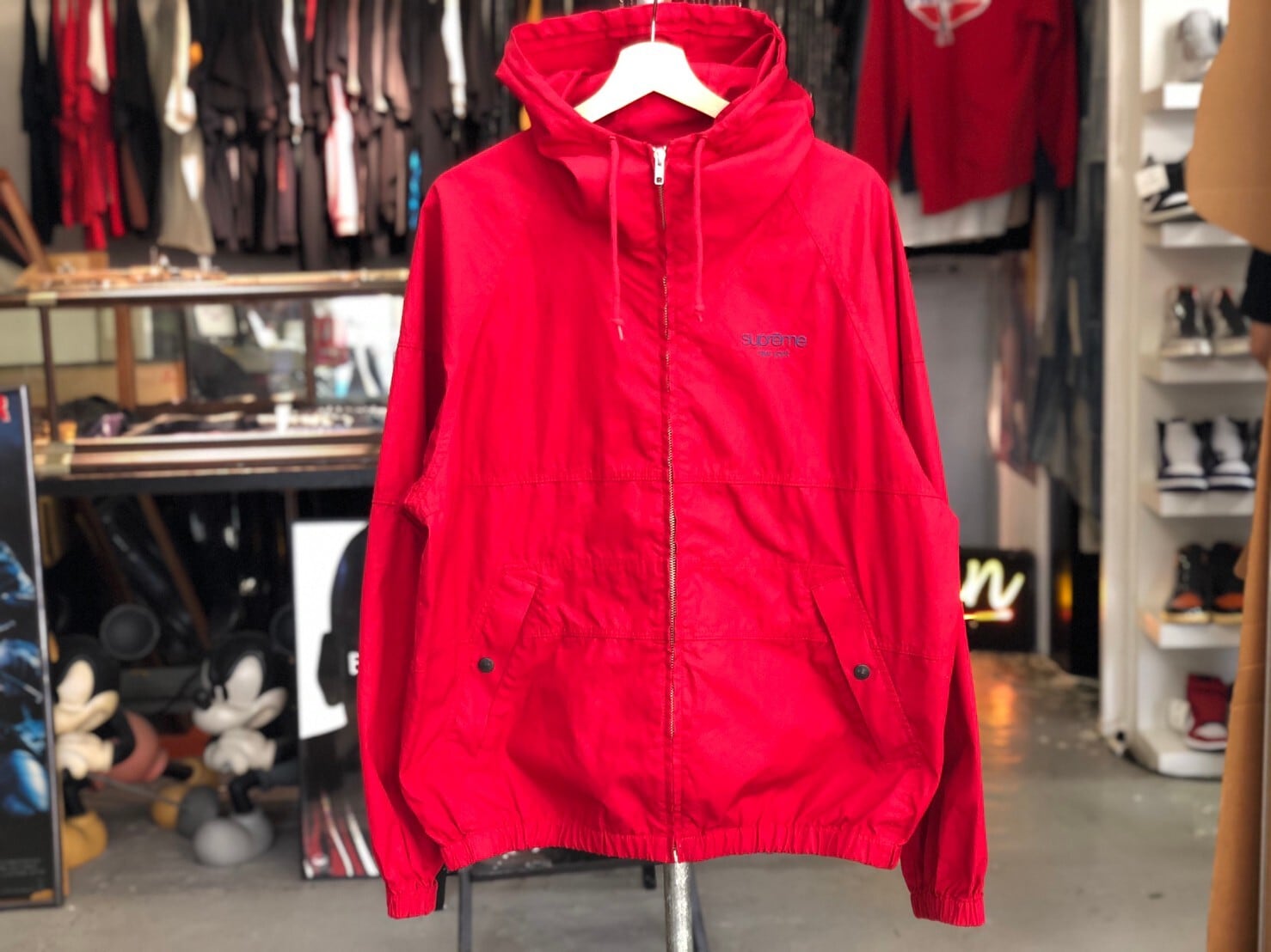Supreme 18SS Cotton Hooded Raglan Jacket MEDIUM RED 60JI8734 