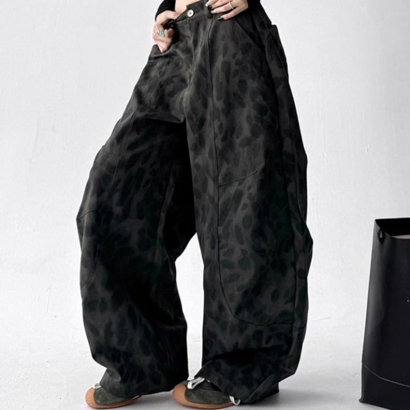 Camouflage wide leg pants V2549