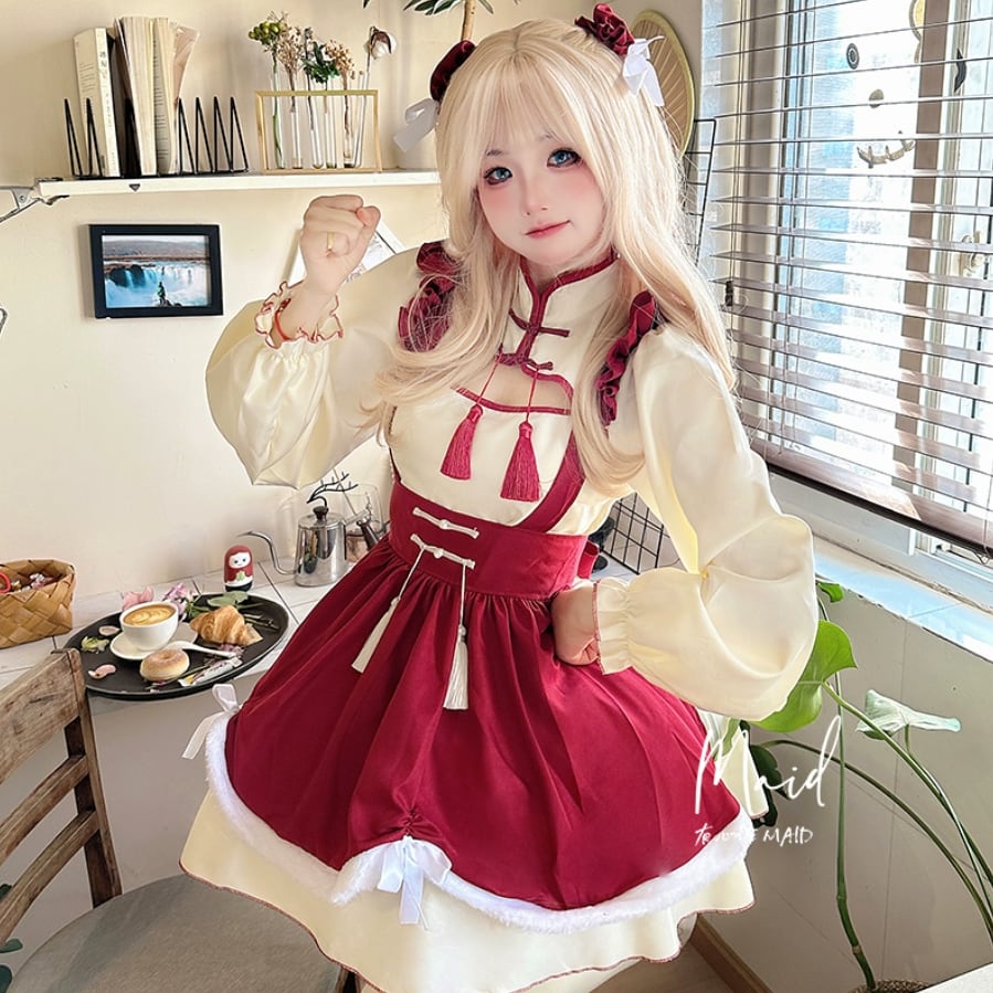 ゆめかわ♡大きいサイズあり♪ チャイナメイドワンピース kos5 ゆめかわ♡大きいサイズあり♪ チャイナメイドワンピース kos5