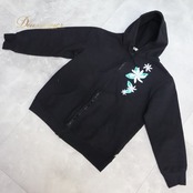 フラダンス 衣装 パーカー ジップパーカー マウナロア ブラック系 Maunaloa 裏起毛 ワンポイント ティアレ柄 ワンポイント シンプル かわいい 黒 白 緑 ハワイアン アロハ ハワイアンプリント フラ ダンス レッスン 練習 カジュアルファッション