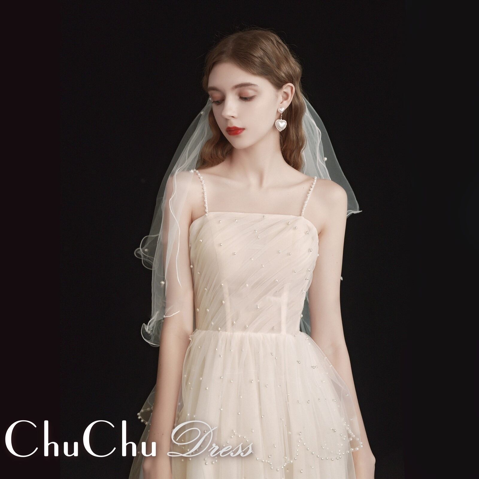 ブライダル結婚式前撮りパール装飾ウェディングドレス OJ009 | 中国