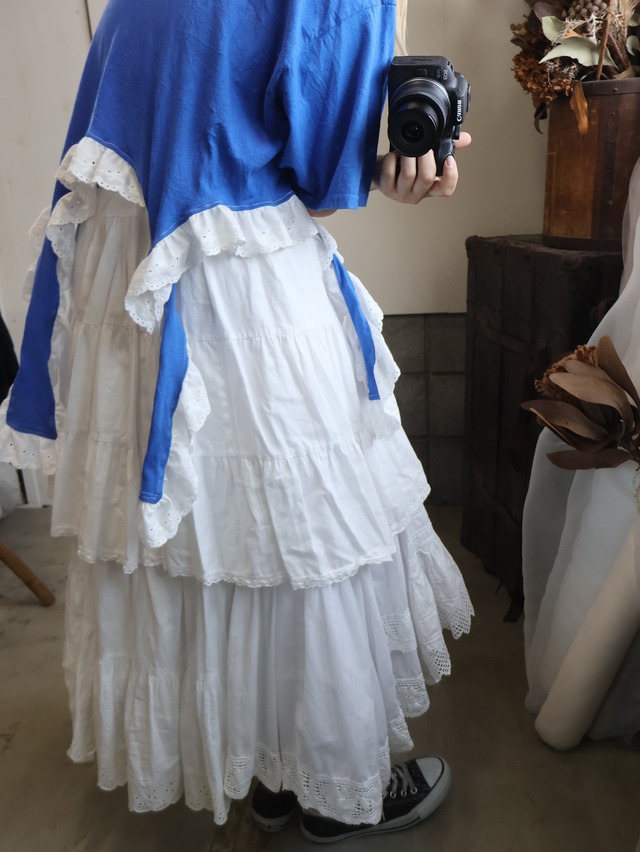 Cotton lace volume tired skirt 1