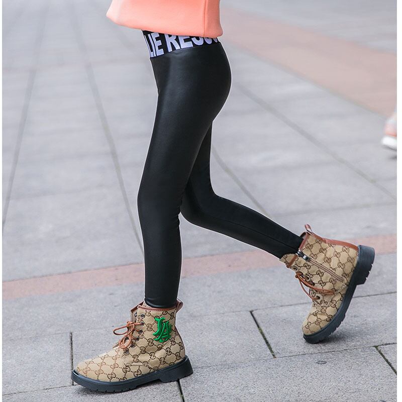 ガールズレザーパンツとベルベットの厚みのある子供用レギンス秋冬服2019新しいエインスタイルのベビーウォームパンツ トレンディボーイ59586115746