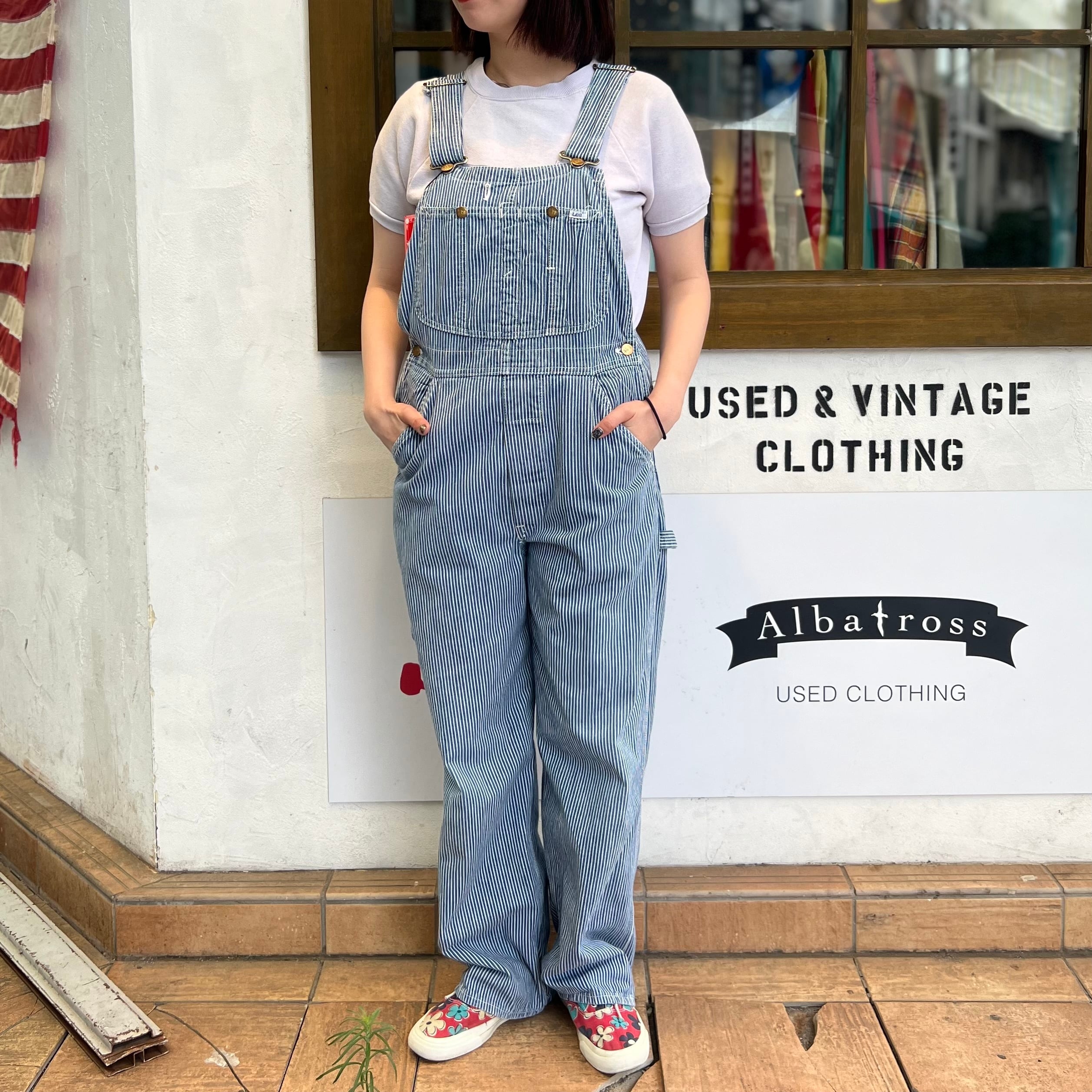 USA製 70年代 Lee リー ワーク オーバーオール ヒッコリー ストライプ 