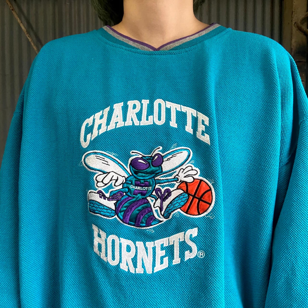 ビッグサイズ 90年代 STARTAR スターター NBA シャーロット・ホーネッツ チームロゴ刺繍 スウェットシャツ メンズXXL相当 古着 NBA  90s ビンテージ ヴィンテージ トレーナー ターコイズブルー 水色 リブライン 大きいサイズ【スウェット】【ALL15】 | cave ...